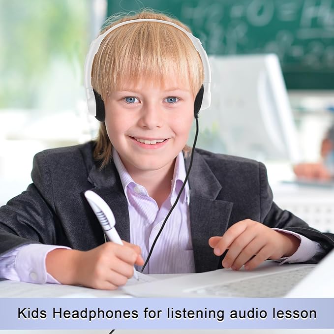 Yunsailing 30 Pack Class Set Headphones for Students Bulk School Headsets Earphones with 3.5mm Jack Classroom Must Haves Teacher Supplies for Adults Laptop Computer(White)