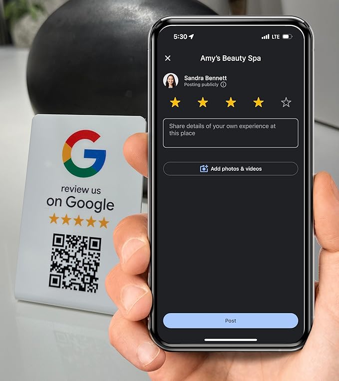 Google Review Stand - NFC & QR Code, Easy Setup, For All Businesses (10-Pack)