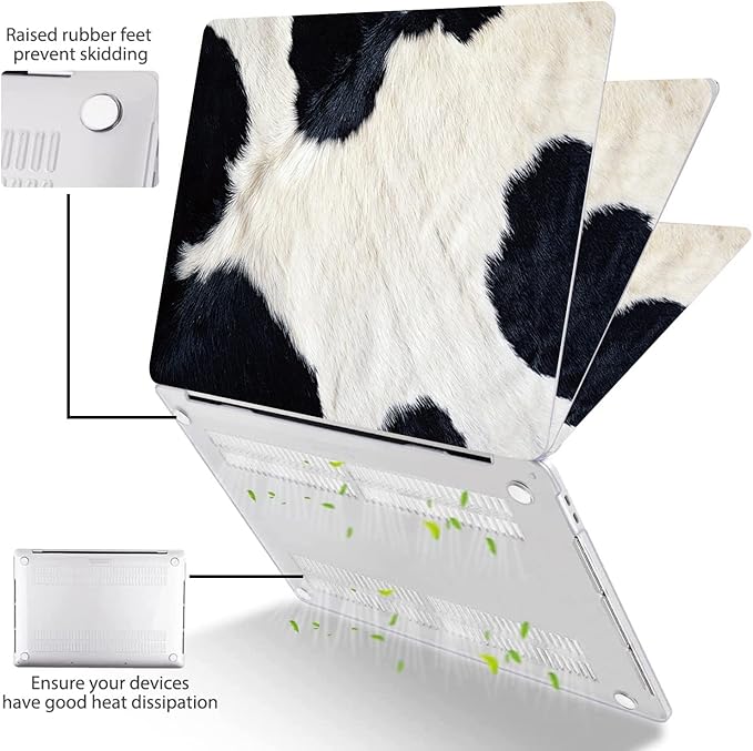 Compatible with MacBook Pro 13 Inch Case M2/M1 2025 2022-2017 A2338 A2289 A2251 A2159 A1989 A1706 A1708 Plastic Hard Shell Case&Keyboard Skin&Mac OS Keyboard Sticker (Cow Hair)