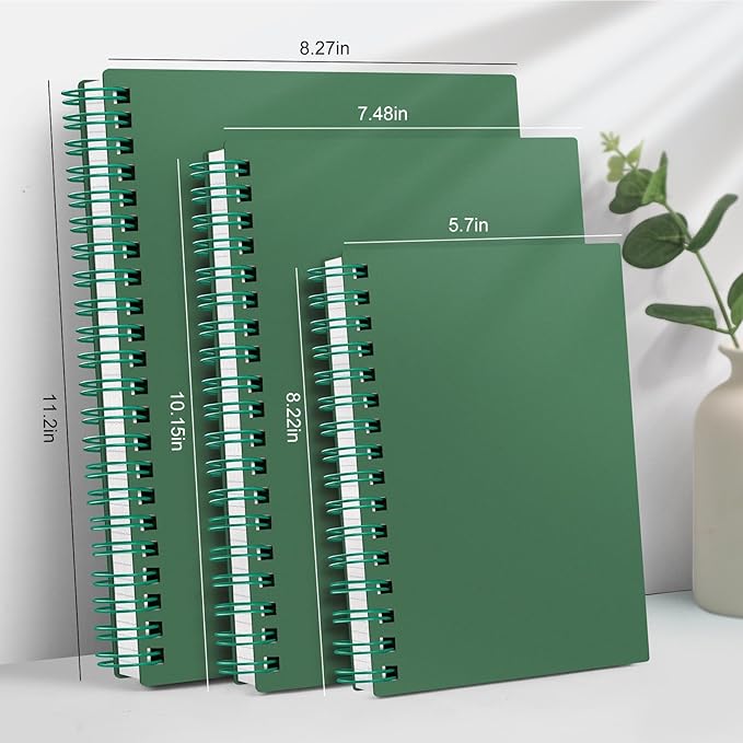 AHGXG Spiral Notebook College Ruled - Spiral Journal A5 Smal Notebooks for Work, 100GSM Thick Paper, Plastic Hardcover, for Office School Writing Notes,5.7" x 8.3", Green