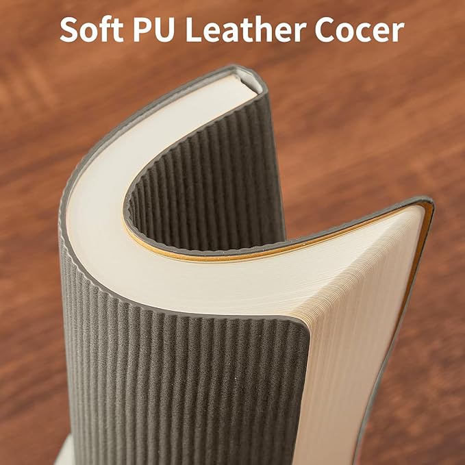 TSFPapier Lined Journal Notebook for Work College Ruled Note Book 5.79"x8.27" A5 PU Leather Daily Journaling 216 Pages for Women Men Writing Home School Supplies Business (Dark Gray)