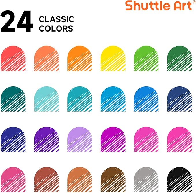 Shuttle Art Colored Retractable Gel Pens, 24 Bright Ink Colors, Cute Pens 0.7mm Fine Point Quick Drying for Writing Drawing Journaling Note Taking School Office Home