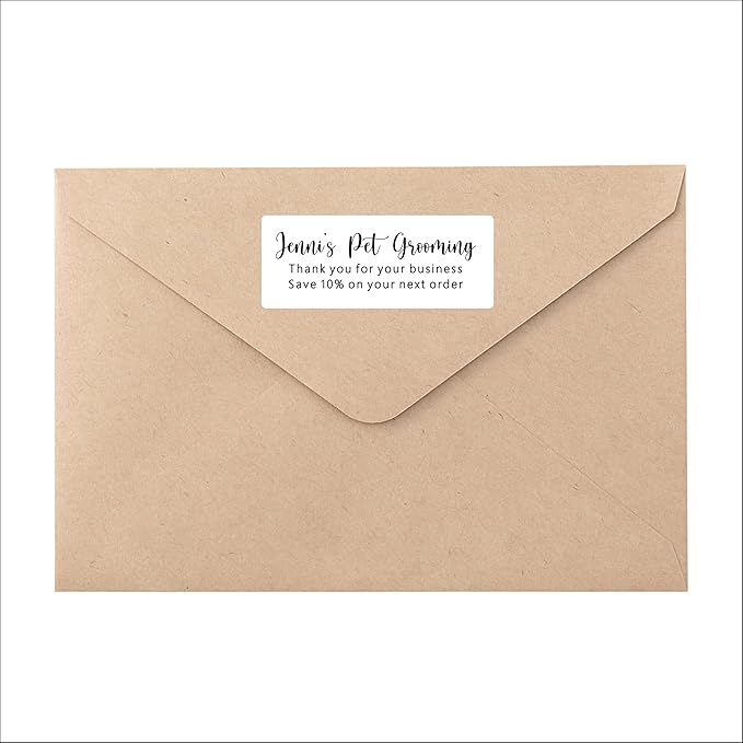 White Address Labels - Personalized Return Address Labels, Mailing and Shipping Stickers for Envelopes, Packages, Business, Home Use (Chic Script)