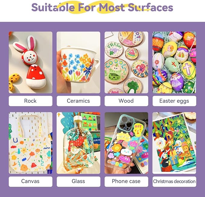 Arrtx 30 Colors Acrylic Paint Pens for Rock Painting, Extra Fine Tip Markers for Rock Painting, Ceramic, Glass, Canvas, Mug, Wood, Easter Egg, Waterproof Paint DIY Crafts Making