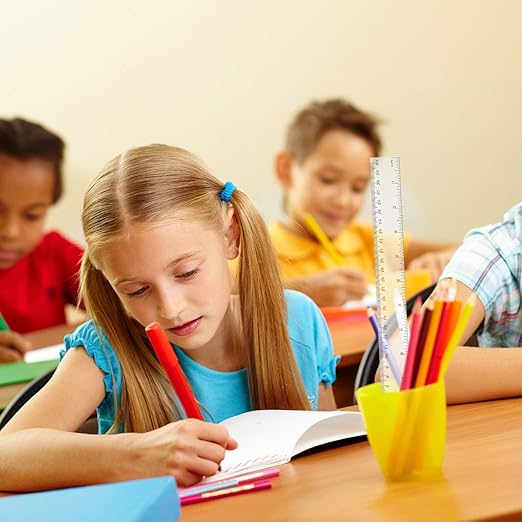 EBOOT 20 Pack Clear Plastic 12 Inch Straight Flexible Ruler with Inches and Metric for School, Classroom, Home, or Office