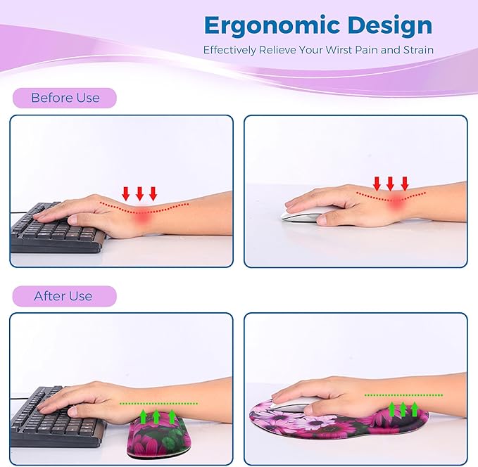 Mouse Pad and Keyboard Wrist Rest Support, with Non-Slip PU Base,Gel Mouse Pad with Coaster,Pain Relief for Gaming, Computer,Office -Autumn