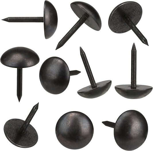 Retro Solid Pure Brass Tacks as Antique Upholstery Nails for Furniture, Decorative Push Pins for Wood,Carpet Tacks,Hardware Tacks,Cap Nails,Thumb Tacks，Brass Fasteners（7/10",18mm Black Color,10 Pcs)