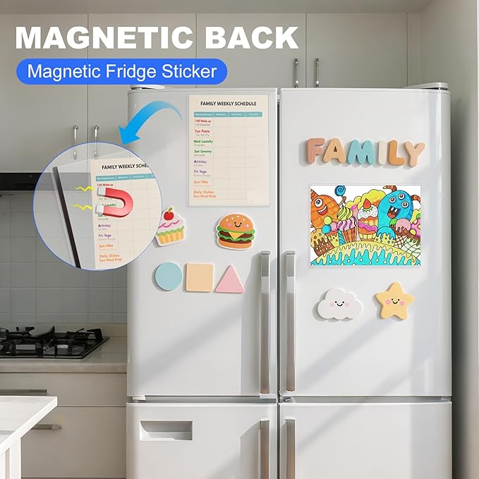 2 Pack 8.5'' x 11'' Inch Magnetic Sign Holders, Rigid Print Protectors, Paper Holder With Adhesive Tape, Plastic Document Holder For Posters Letter Paper Picture, Wall Mount Magnetic Frame for Refrigerator Window, Door, Home, Office, and Store