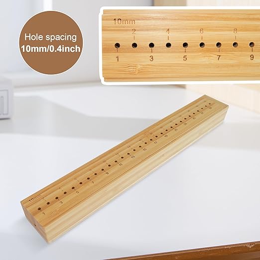 Book Binding Cradle, Wood Bookbinding Punching Cradle with an Awl, Bamboo Signature Punching Cradle with Piercing Guide 10 mm Hole Spacing, Portable Book Binding Tools Kits for Book DIY Crafts