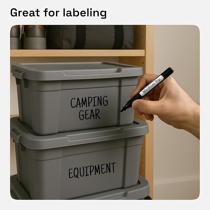 ARTISTRO 2 Black Permanent Marker - Waterproof Markers for Tire, Fabric, Rocks, Glass, Ceramic, Wood, Paper - Oil Based Paint Pens - Medium Tip 3mm