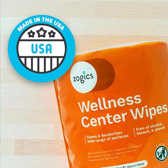 Zogics Wellness Center Cleaning Wipes – Gym Wipes for Cleaning Surfaces and Equipment, Durable and Safe Pre-Saturated Wet Wipes (2,300 Count, 2 Rolls of 1,150 Wipes)