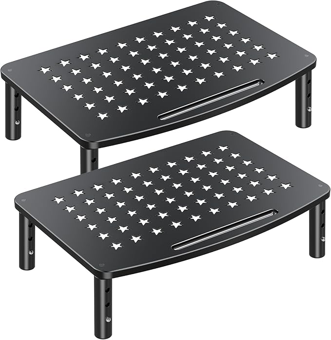 Zimilar 2 Pack Monitor Stands, 3 Height Adjustable Riser for Laptop, Printer, iMac, PC, Premium Metal Stand for 2 Monitors