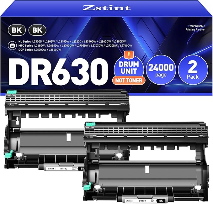DR630 Drum Unit (Not Toner) Replacement Compatible for Brother DR-630 Imaging Drum HL-L2380DW HL-L2320D HL-L2340DW DCP-L2540DW MFC-L2700DW MFC-L2720DW HL-L2300D HL-L2360DW MFC-L2740DW Printer 2-Pack