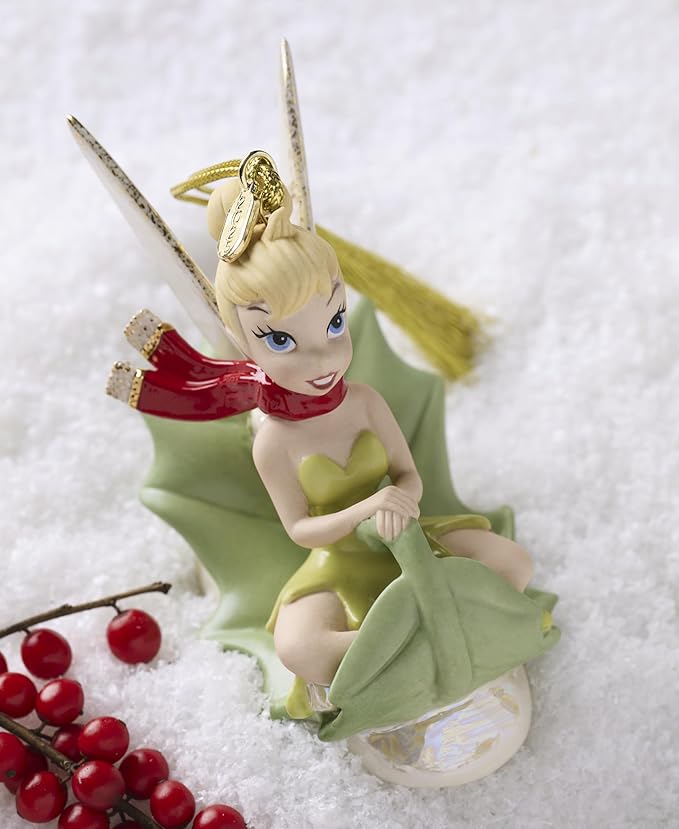 Lenox Ornament, 2025 Tinker Bell Sledding Ornament, Porcelain with Gold Accents, Hanging Cord for Christmas Tree Decoration, Christmas Decorations, Holiday Decor, Disney Design, Winter Decor (1 Piece)