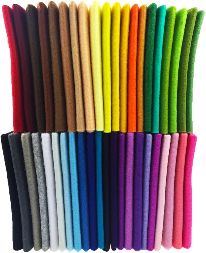 flic-flac 42pcs1.4mm Thick Soft Felt Fabric Sheet Assorted Color Felt Pack DIY Craft Sewing Squares Nonwoven Patchwork (10cm * 10cm)
