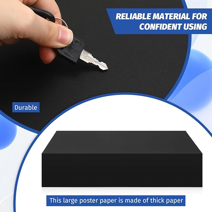 100 Pcs Printer Paper 11 x 17 Inch Copy Paper 52 lb Glossy Paper Heavy Weight Cardstock Tabloid Paper Heavy Card Stock for Presentation Laser Back to School Office Supplies (Black)