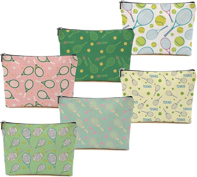 6 PCs Tennis Gifts, Inspirational Tennis Makeup Bag, Tennis Accessories Tennis Gift Cosmetic Bag Toiletry Bag, Tennis Player Graduation Birthday Gifts for Women Girls Tennis Lovers Sister Tennis Team