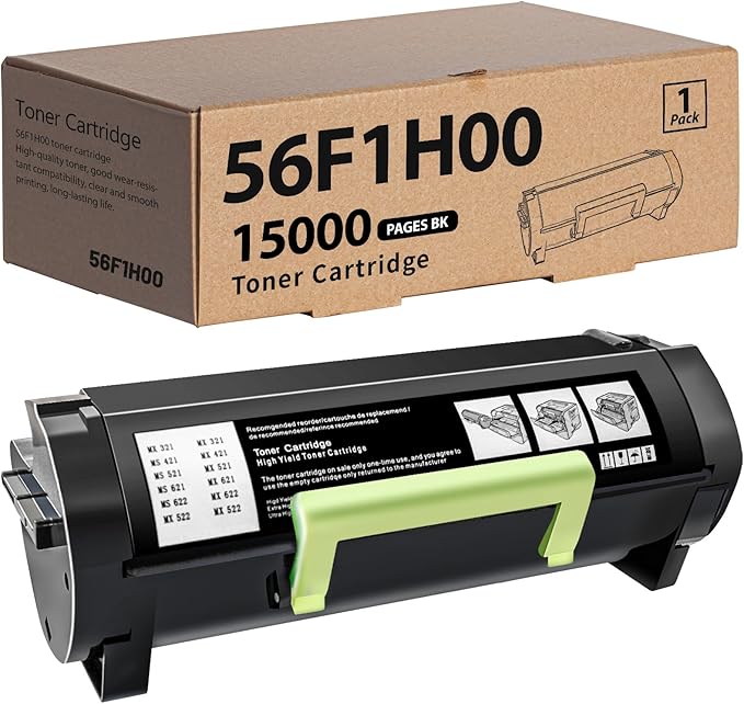 56F1H00 High Yield Toner Cartridge 15000 Pages (with Chip) Compatible with Lexmark 56F1H00 56F1000 for MS321 MS421 MS521 MS421dn MS321dn MS521dn MS621 MX521 MS622 MX421 MX622 MX622 MX522 Printer