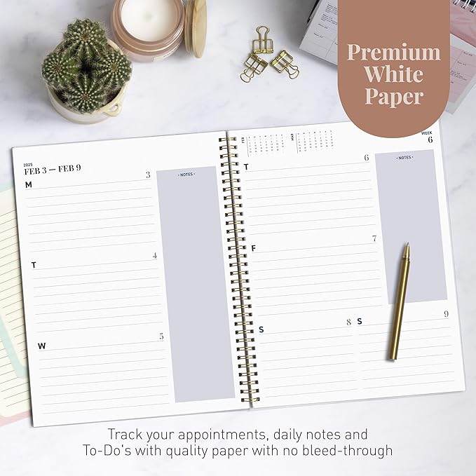 Rileys 2025 Weekly Planner - Annual Weekly & Monthly Agenda Planner, Jan - Dec 2025, Flexible Cover, Notes Pages, Twin-Wire Binding (8.5 x 11-Inches, Blue)