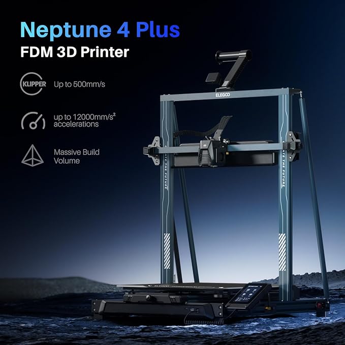 ELEGOO Neptune 4 Plus 3D Printer, 500mm/s High Speed Printer with 300°C Nozzle, Auto Leveling and Direct Drive Extruder, 320x320x385mm Large Printing Size