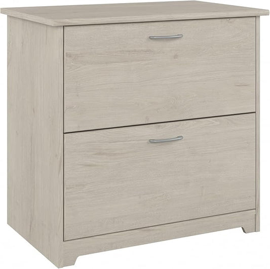 Bush Furniture Cabot 2 Drawer Lateral File Cabinet in Linen White Oak, Home Office Chest for Letter, Legal, and A4-Size Document Storage
