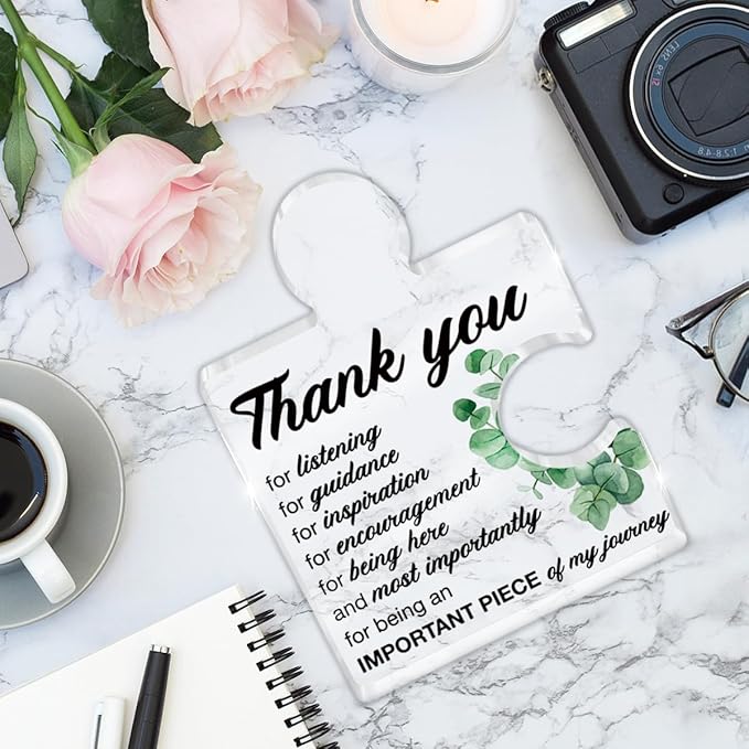Thank You Gifts for Women Teacher Appreciation Gifts Thankful Sign for Coworkers Mentor Boss Supervisor Principal Therapist Acrylic Puzzle Piece Office Desk Decor