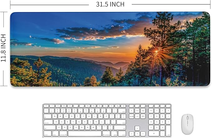 Mouse Pad Desk Mat with 3mm Non-Slip Base and Stitched Edge, Gaming Mouse Pads for Desk, Keyboard Mouse Mat for Work, Game, Office, Home, 31.5 X 11.8 Inch, New Mexico Mountain