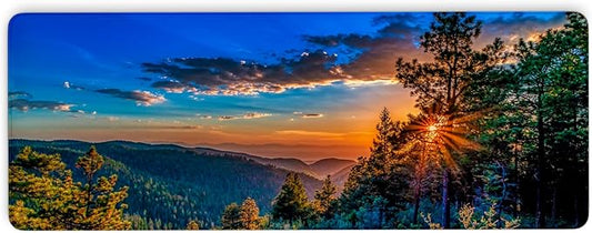 Mouse Pad Desk Mat with 3mm Non-Slip Base and Stitched Edge, Gaming Mouse Pads for Desk, Keyboard Mouse Mat for Work, Game, Office, Home, 31.5 X 11.8 Inch, New Mexico Mountain