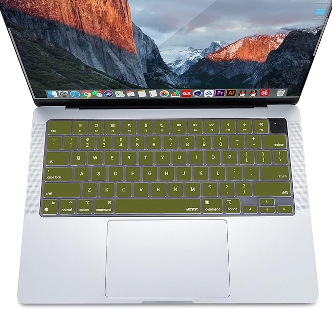 MOSISO Keyboard Cover Skin Compatible with MacBook Air 15 inch M3 A3114 M2 A2941/Air 13.6 A3113 A2681/Pro 14/16 M4 M3 M2 M1, Olive Green