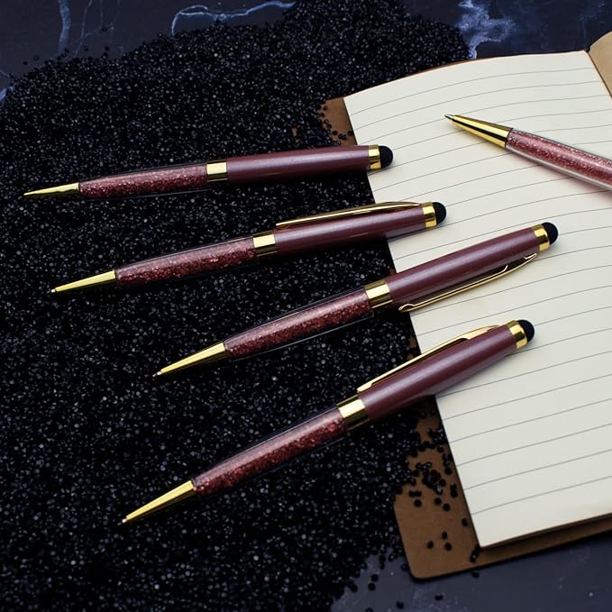 Ancolo Personalized Pens with Stylus tip stylish pens Crystal Diamond pen - Engraved with Your Name Logo or Message, Phone Number Black ink Perfect for Wedding Party any occations