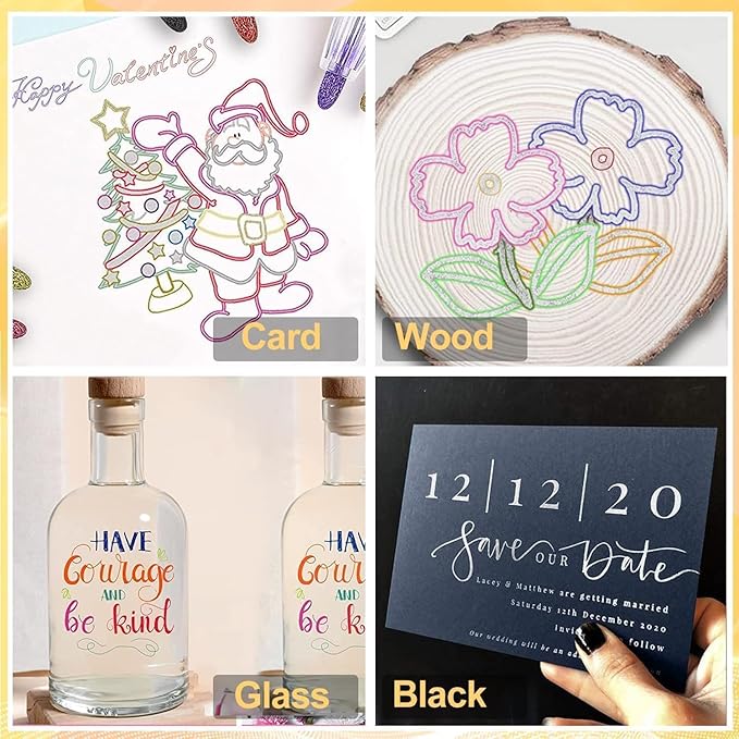 Outline Marker Self-outline Metallic Markers, 12 Colors Squiggles Shimmer Outline Markers Pen Set for Drawing Art School Supplies, Glitter Pen Set for Cards Lettering, Gift for 4-12 Year Old Girl