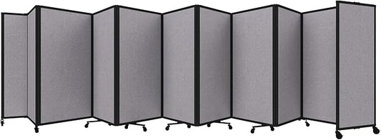 Versare Room Divider 360 Portable Wall Partition | Folding Panels | Large Freestanding Divider | Locking Wheels | Temporary Room Separator