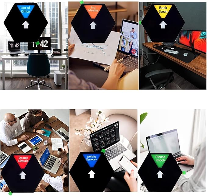 Kichwit Privacy Sign, Do Not Disturb Sign, Please Knock, In a Meeting, Working Remotely, Out of Office, Back Soon, 6 Inches, Black