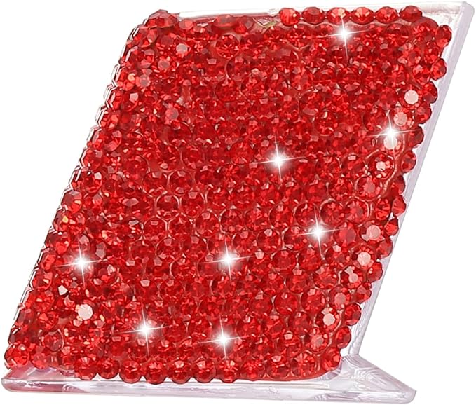 PATIKIL Rhinestone Business Card Holder, Crystal Business Card Holders Bling Business Card Organizer Display Stand for Desktop Desk Office Exhibition, Red