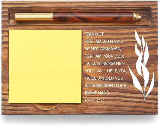 Christian Desk Organizer, Bible Verse Sticky Note Holder, Isaiah 41:10 Fear Not for I Am with You, Religious Gifts for Christians, Pastors, Church Leaders, Believers TZP102