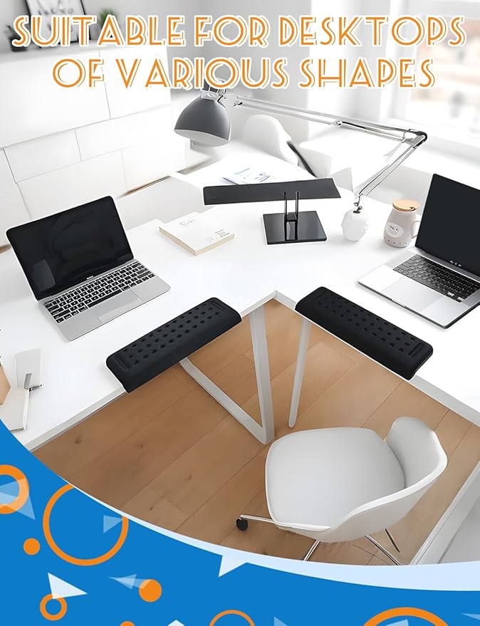 L-Shaped Ergonomic Keyboard Wrist Rest, Wrist Rest for Mouse, Wrist Pad Computer Wrist Support Designed Specifically for Comfortable Typing and Pain Relief, for Computer,Gaming, Office (Black)