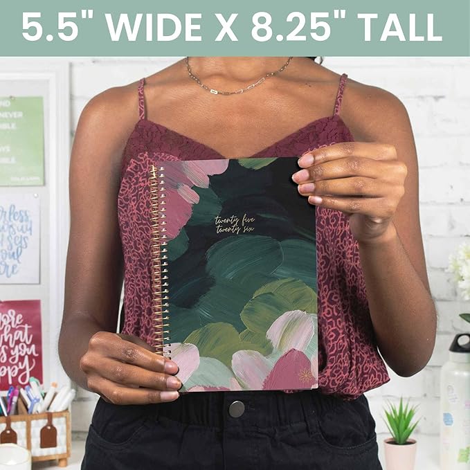 bloom daily planners 2025-2026 Academic Year Daily Planner (July 2025 - July 2026) - A5 Weekly & Monthly Calendar Agenda Organizer Book with Stickers - 5.5" x 8.25" - Emerald Paint Strokes