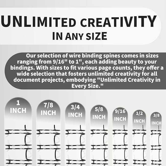 Rayson WR21143BK Wire Binding Spines, 2:1 Pitch Double Loop Binding Wires 9/16 Inch, 21-Loop Wire Ring Pack of 100 with Black