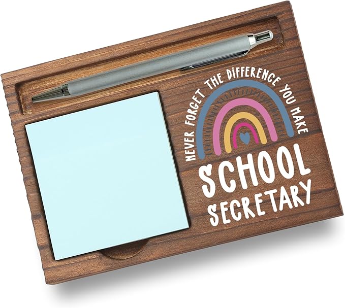 School Secretary Gifts Sticky Note Holder, Thank You Gift for School Secretary, Office Assistant, Administrative Staff, Education Appreciation Week, Graduation or Holiday PB023