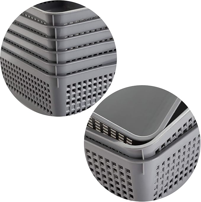 A4 Size Plastic Paper Storage Trays,Desktop File Organizer Baskets,6-Packs (Grey)