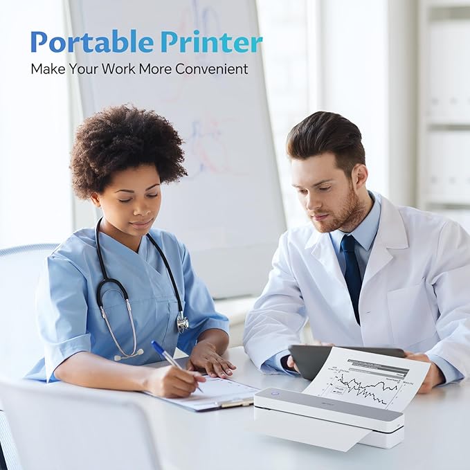 iDPRT Portable Thermal Printer,Wireless Printer for Travel Support 8.5" X 11" US Letter& A4&A5 Thermal Paper, Bluetooth Inkless Printers Compatible with Android and iOS Phone&Laptop