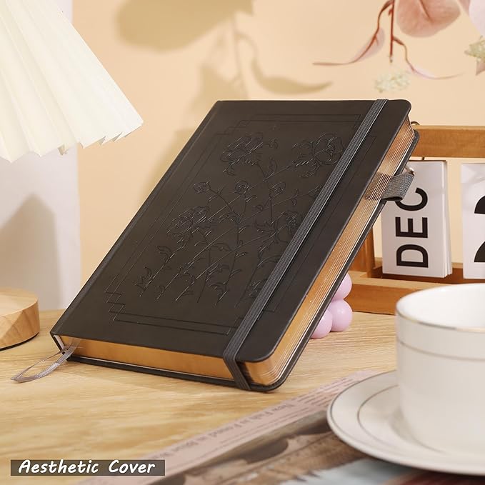 TIEFOSSI A5 Dotted Notebook, 160gsm Thick Paper, Hardcover Dot Grid Journals for Women Men, 192 Numbered Pages, Ideal for Personal Use, Goals, Organization