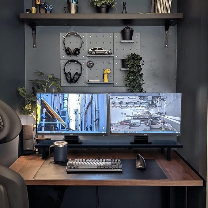 Bamboo Dual Monitor Stand Riser, Supports 2 Monitors, Printer, Heavy TV up to 300 lbs and 75 Inches