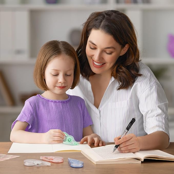 30 Pcs Colorful Core Correction Tape, 39.37 Ft White Wrong Out Tear-Resistant Bulk, Instant Corrections Easy to Use Applicator for School, Office, Note Taking, Journal (Tape Width 0.2 in)