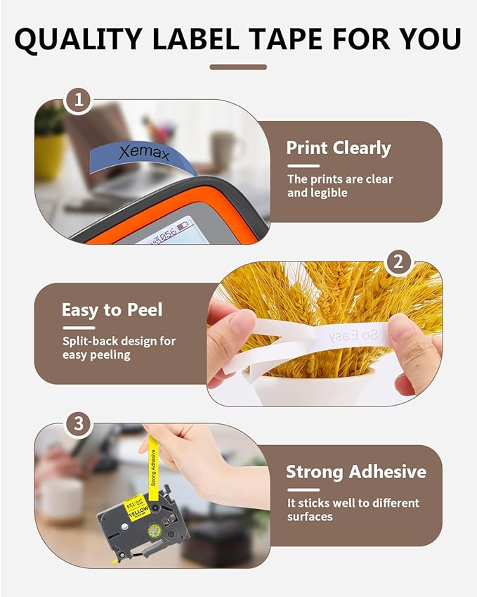 6-Pack Tze 12mm 0.47" Laminated Multi-Color Tz Tape Compatible with Brother P Touch Colored Label Tape Tze 131 231 431 531 631 731 Work for PTouch PT-H110 PT-D210 D220 D400 1290 Label Makers