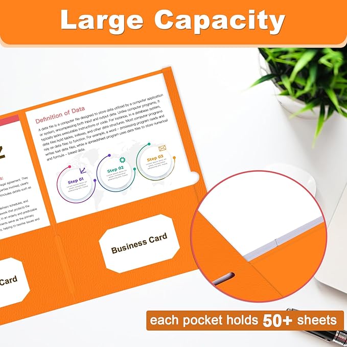 60 Pack Paper Pocket Folders, 2 Pocket Folders, Letter Size, Orange