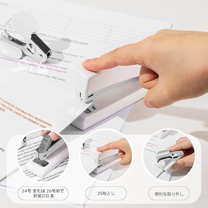 Deli Stapler, Desktop Stapler, Office Stapler, 25 Sheet Capacity, Includes 1000 Staples and Staple Remover, White