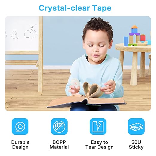 OWLKELA 48 Rolls Transparent Tape Refills, Clear Tape, All-Purpose Transparent Glossy Tape for Office, Home, School