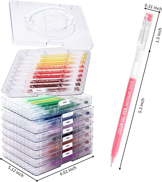 Gel Pens For Coloring, 72 Pack Colored Pens for Black Paper & White Paper, 0.6MM Fine Point Pens for Coloring, Writing, Drawing, Journaling, Note Taking, School, Office, Home