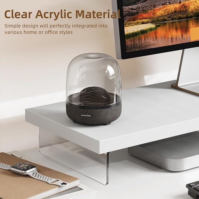 Dual Monitor Stand Riser, 40" Large Computer Monitor Stands for 2 Monitors, Wooden Desktop Organizer Shelf for Office Desk Computer, Laptop, TV, Monitor, Printer